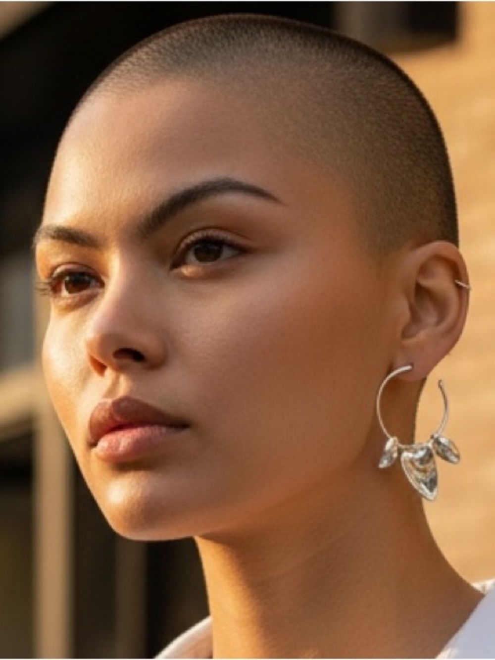 SILVER-TONE HOOPS WITH SMALL BUBBLE HEART AND FLAT HEARTS CHARMS